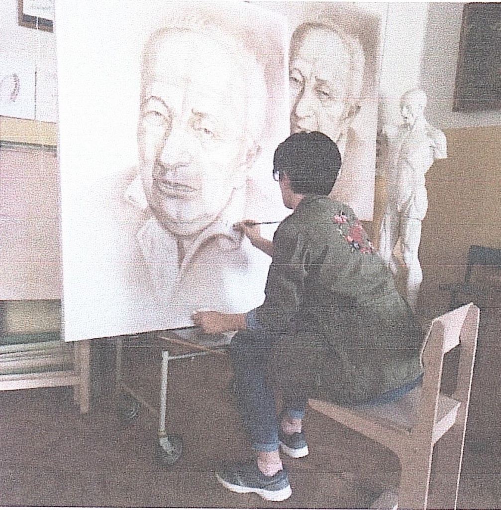 Работа студенки Д.Р. Гариной над портретом А.М. Ишимбаева 